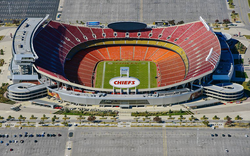 aerial view of arrowhead stadium